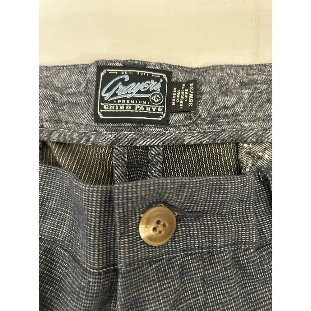 Grayers Chino Men's Cotton Blend Straight Leg Gray Tweed Flat Front Pants Sz 38